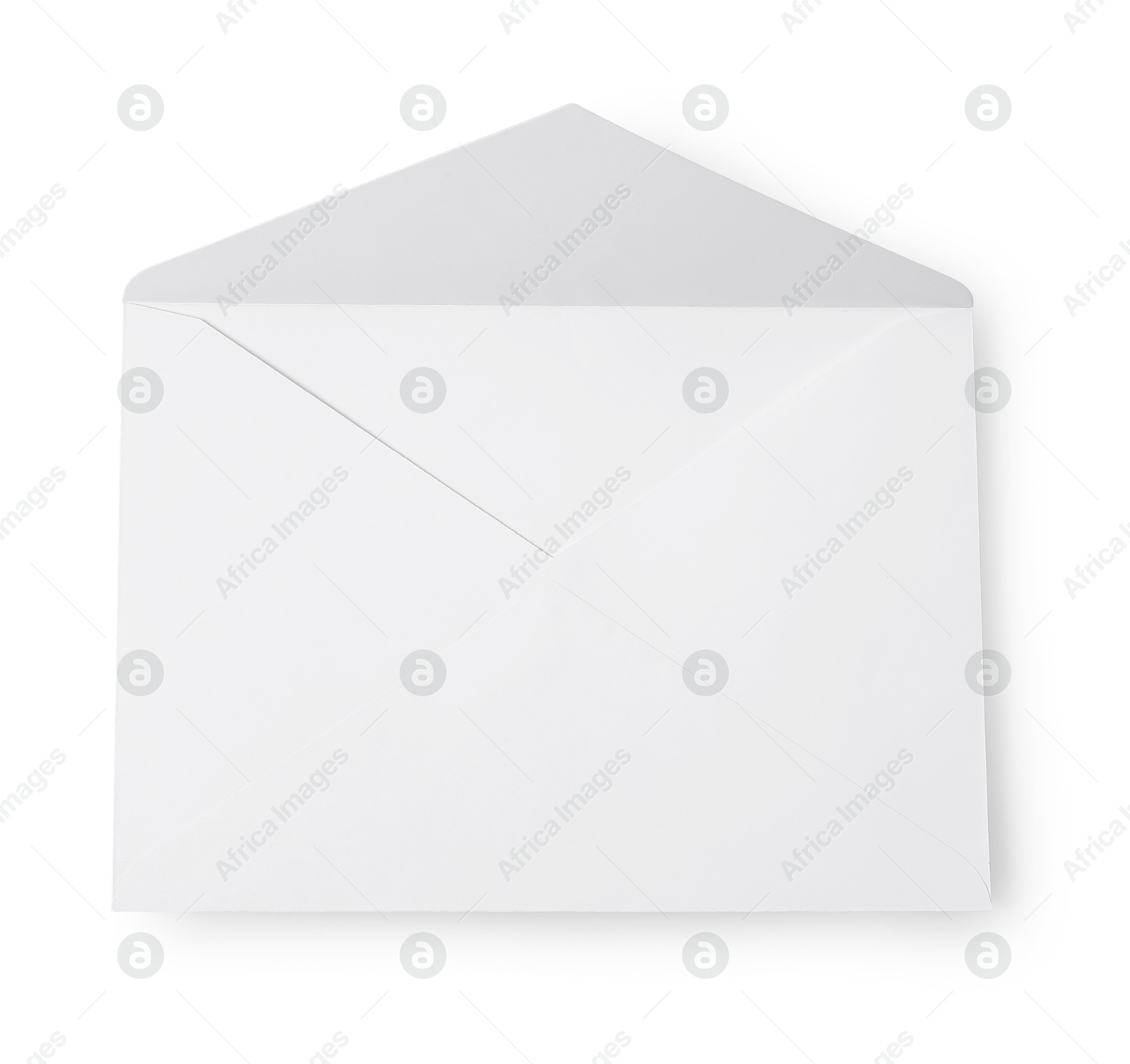 Photo of Envelope isolated on white, top view. Mockup for design