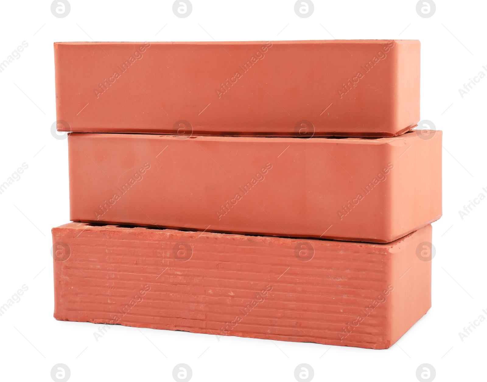 Photo of Red bricks isolated on white. Construction material