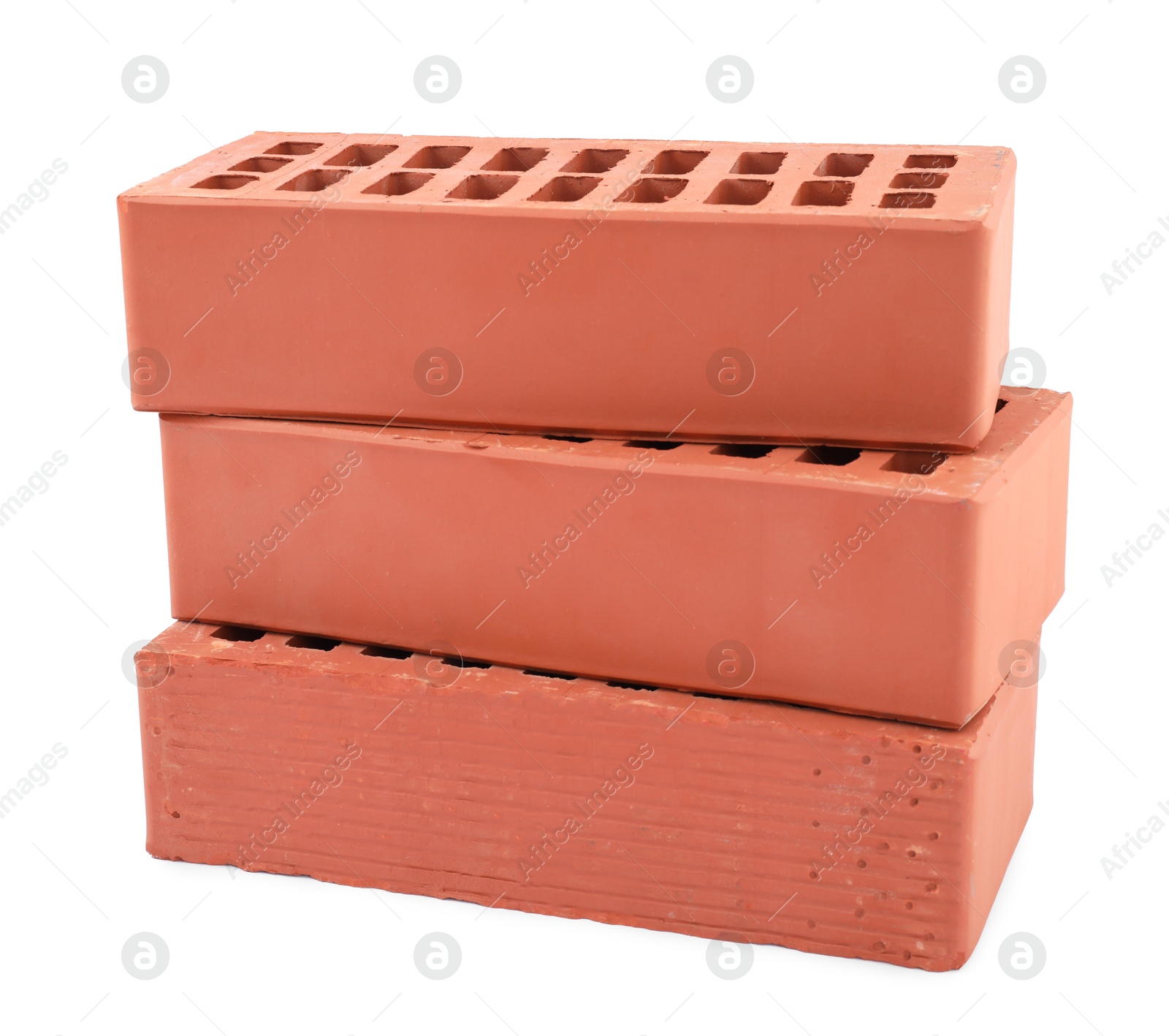 Photo of Red bricks isolated on white. Construction material