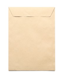 Photo of Envelope isolated on white, top view. Mockup for design