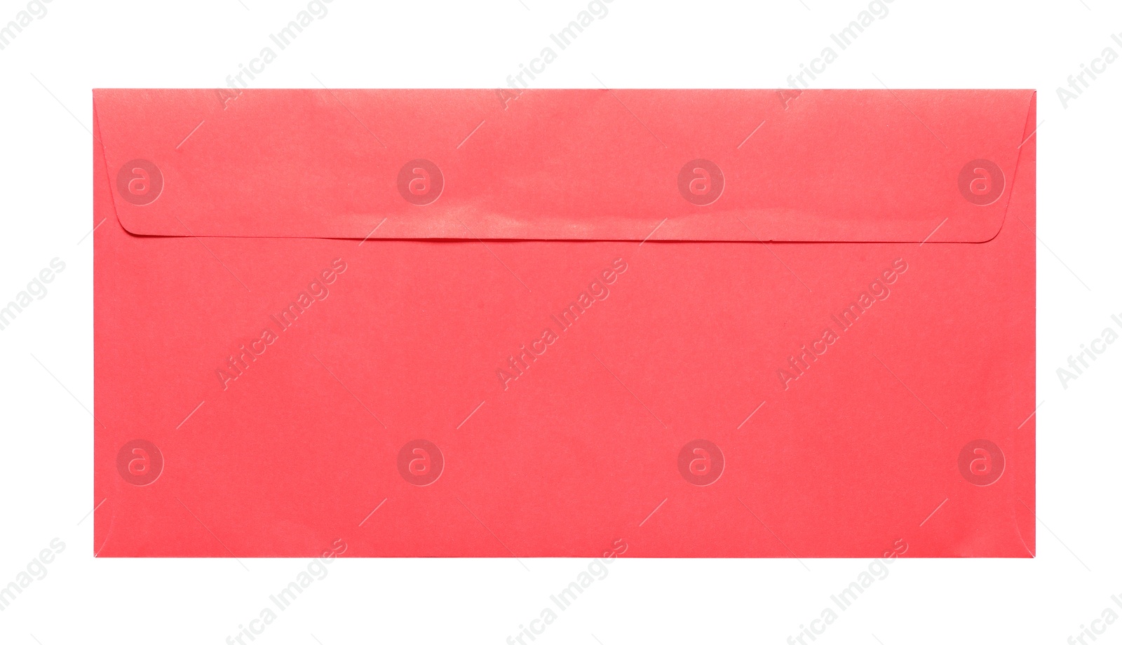 Photo of Red envelope isolated on white, top view. Mockup for design