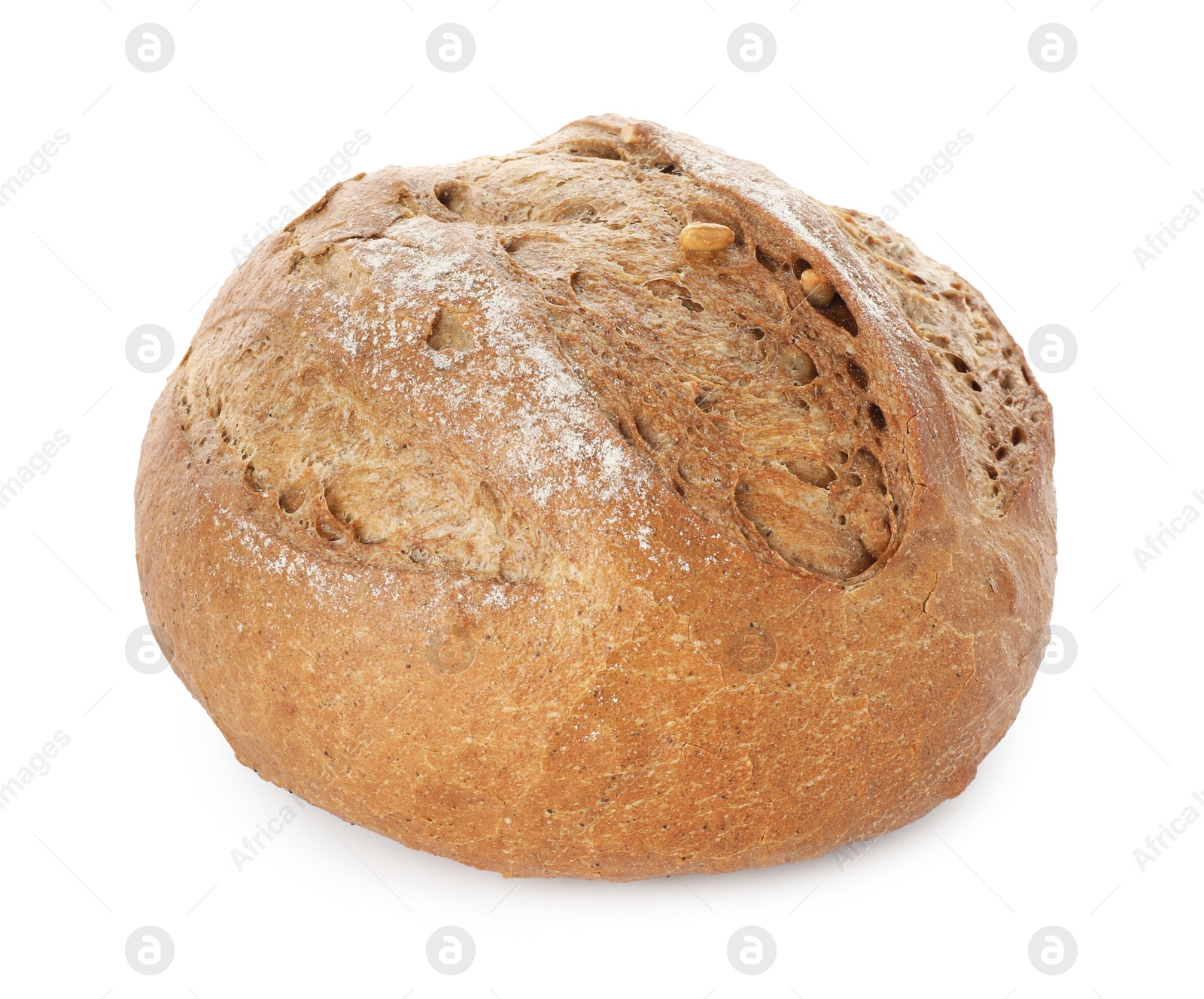 Photo of One freshly baked bread isolated on white