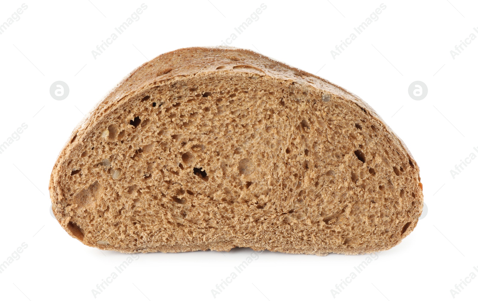 Photo of Freshly baked cut bread isolated on white