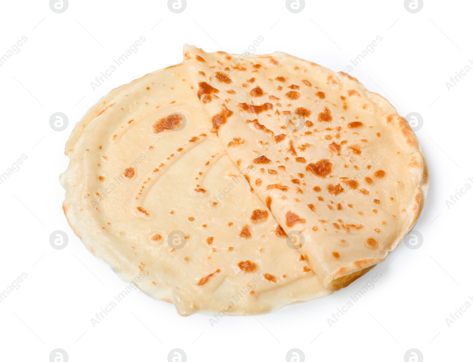 Photo of Delicious crepes isolated on white. French cuisine