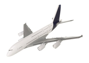 Photo of Plane model in air on white background