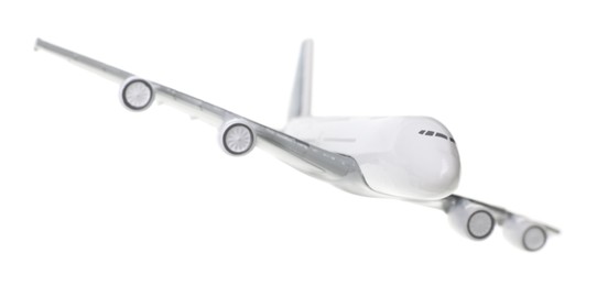 Photo of Plane model in air on white background