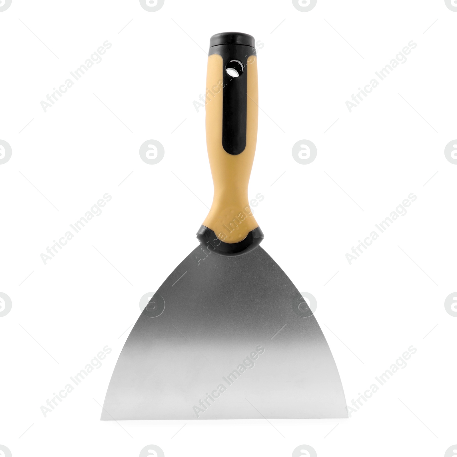 Photo of Putty knife isolated on white. Construction tool