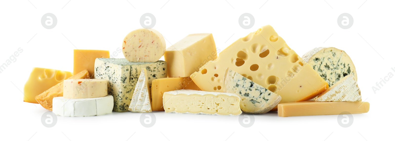 Photo of Different types of cheese isolated on white