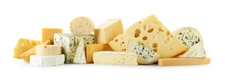 Photo of Different types of cheese isolated on white