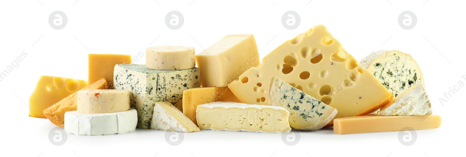 Photo of Different types of cheese isolated on white