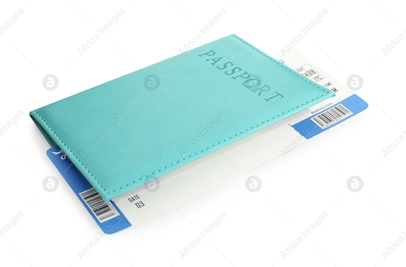 Photo of One passport with ticket isolated on white