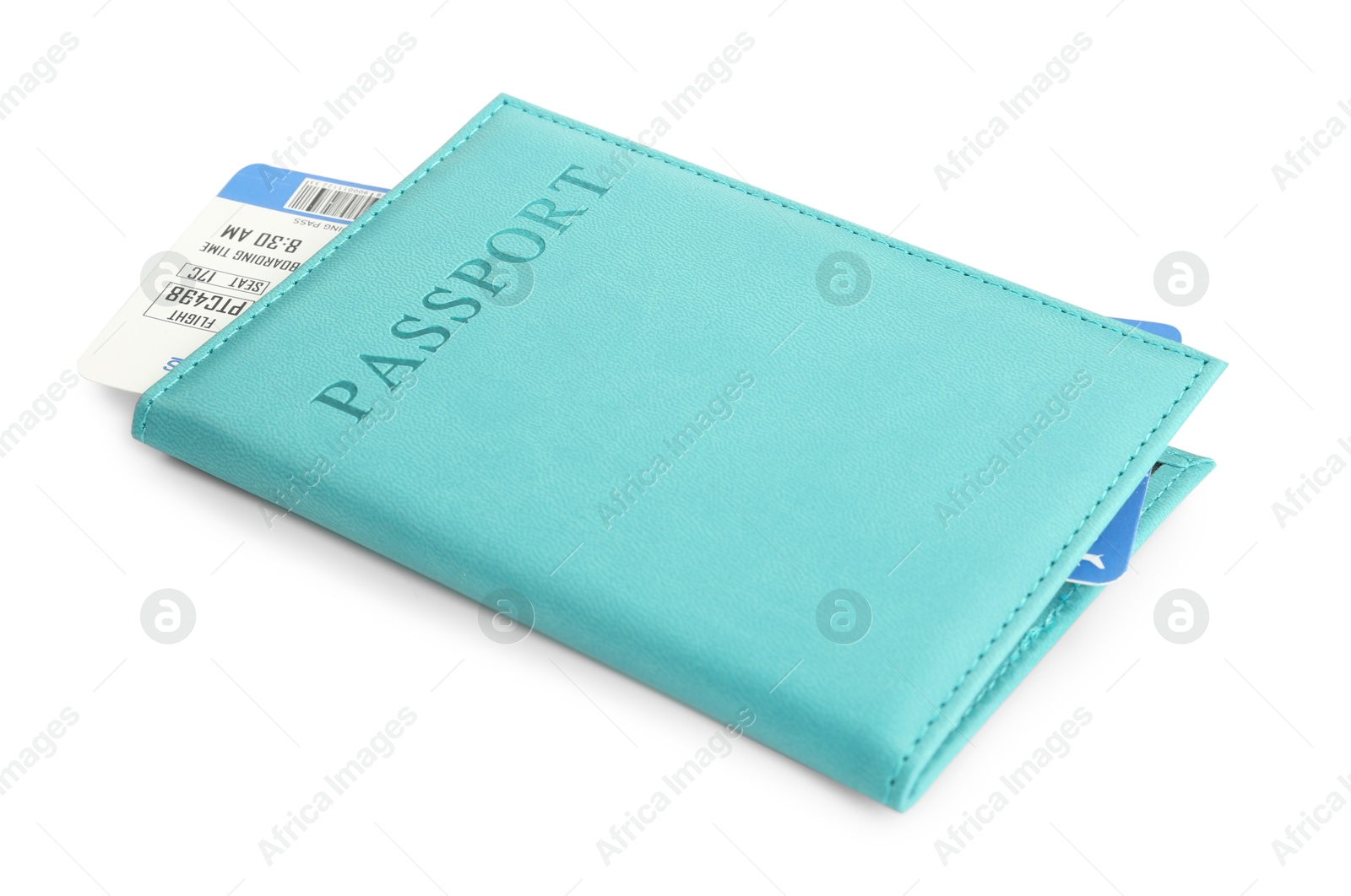 Photo of One passport with ticket isolated on white