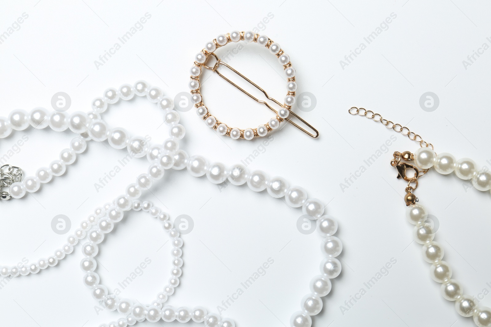 Photo of Stylish accessories on white background, flat lay