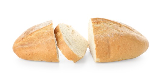 Photo of Pieces of fresh bread isolated on white