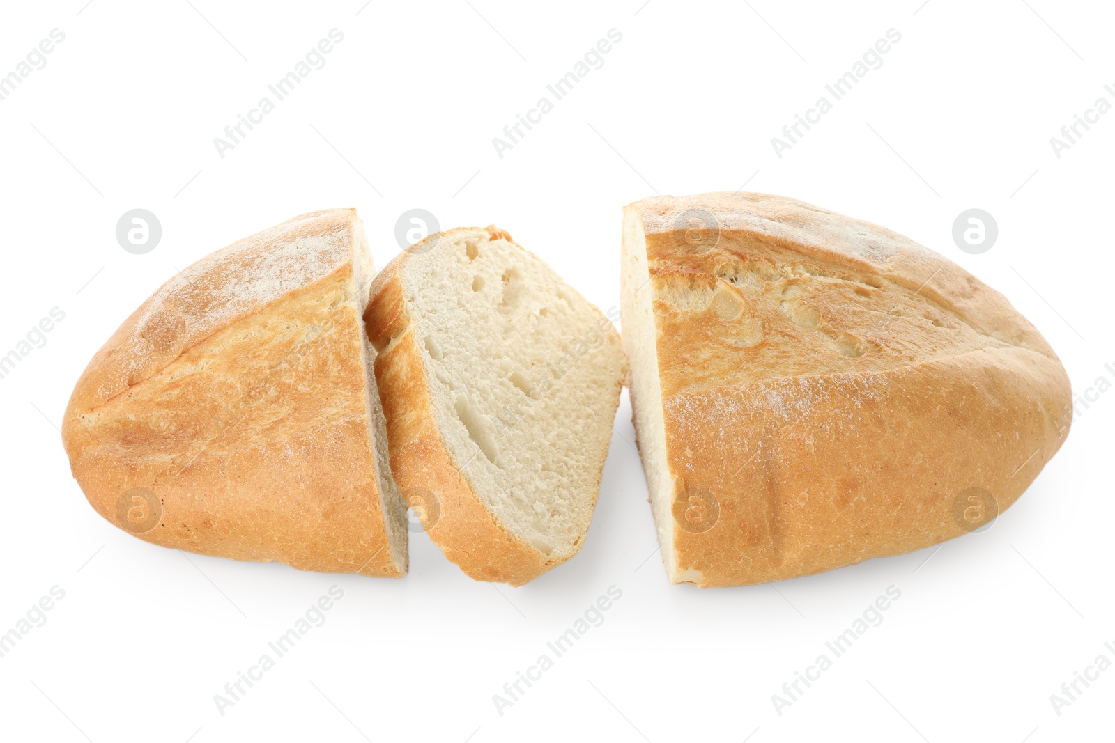 Photo of Pieces of fresh bread isolated on white