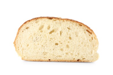 Photo of Piece of freshly baked bread isolated on white