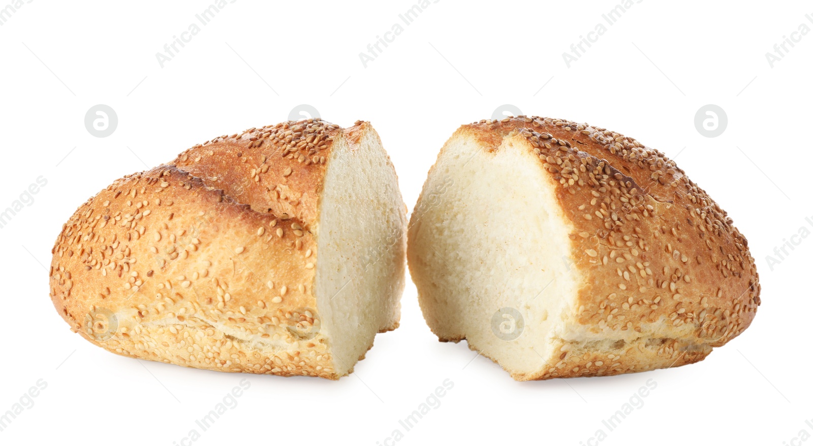 Photo of Pieces of fresh bread isolated on white