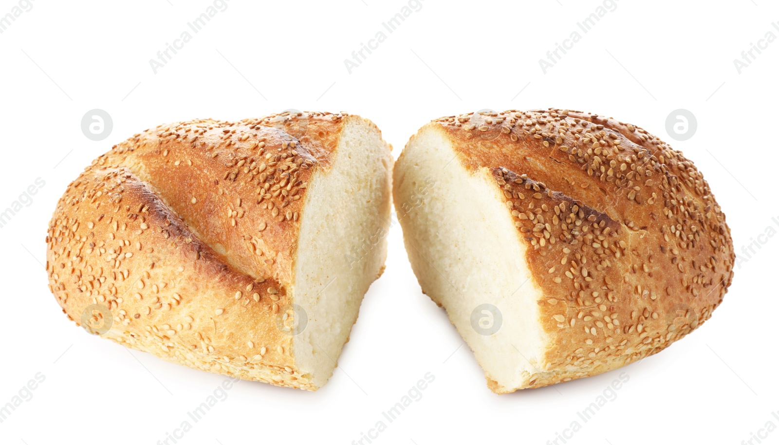 Photo of Pieces of fresh bread isolated on white