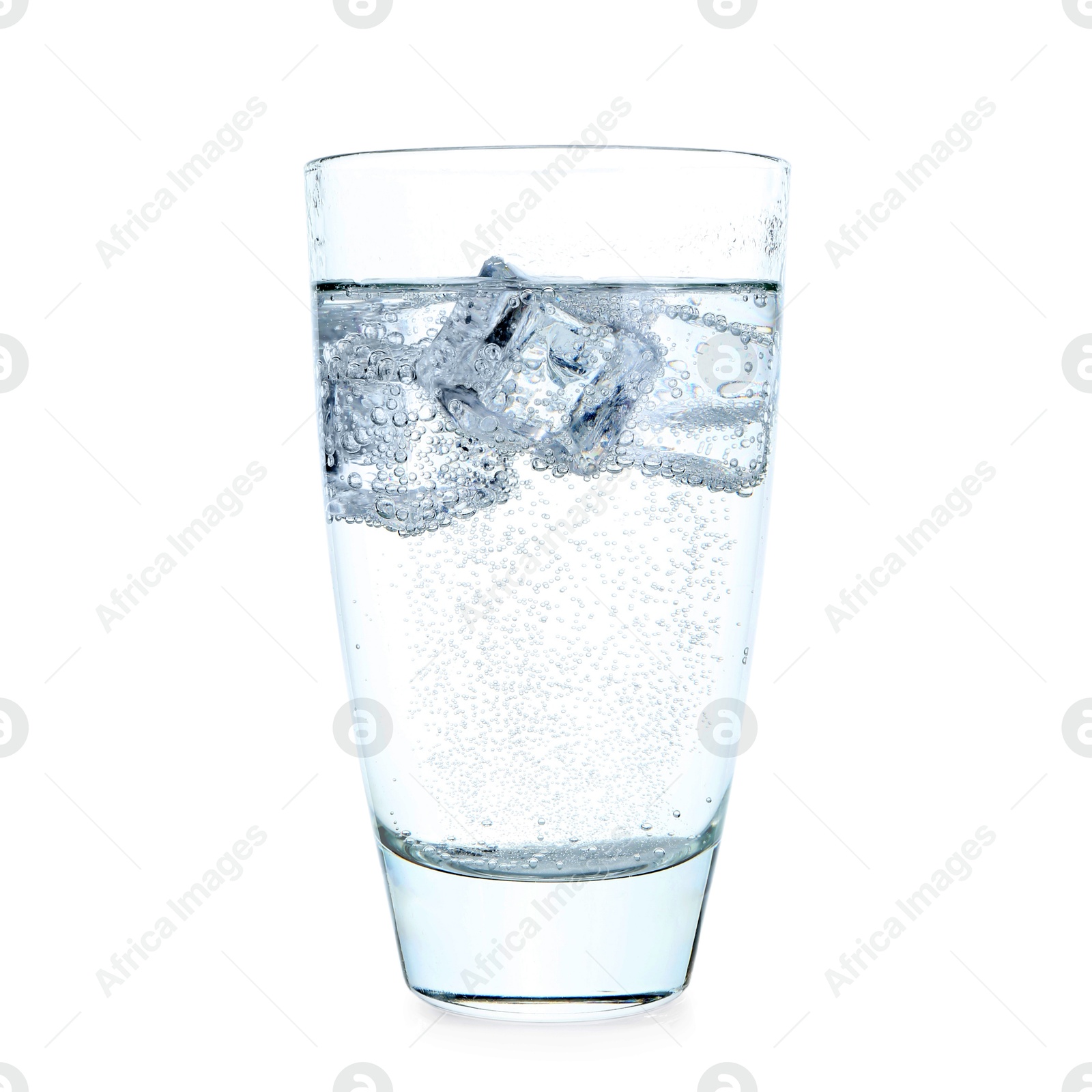 Photo of Glass of refreshing soda water isolated on white