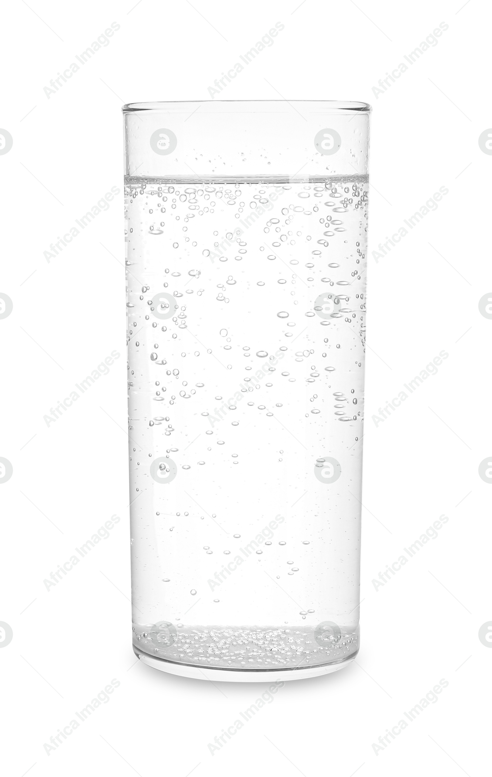 Photo of Glass of refreshing soda water isolated on white