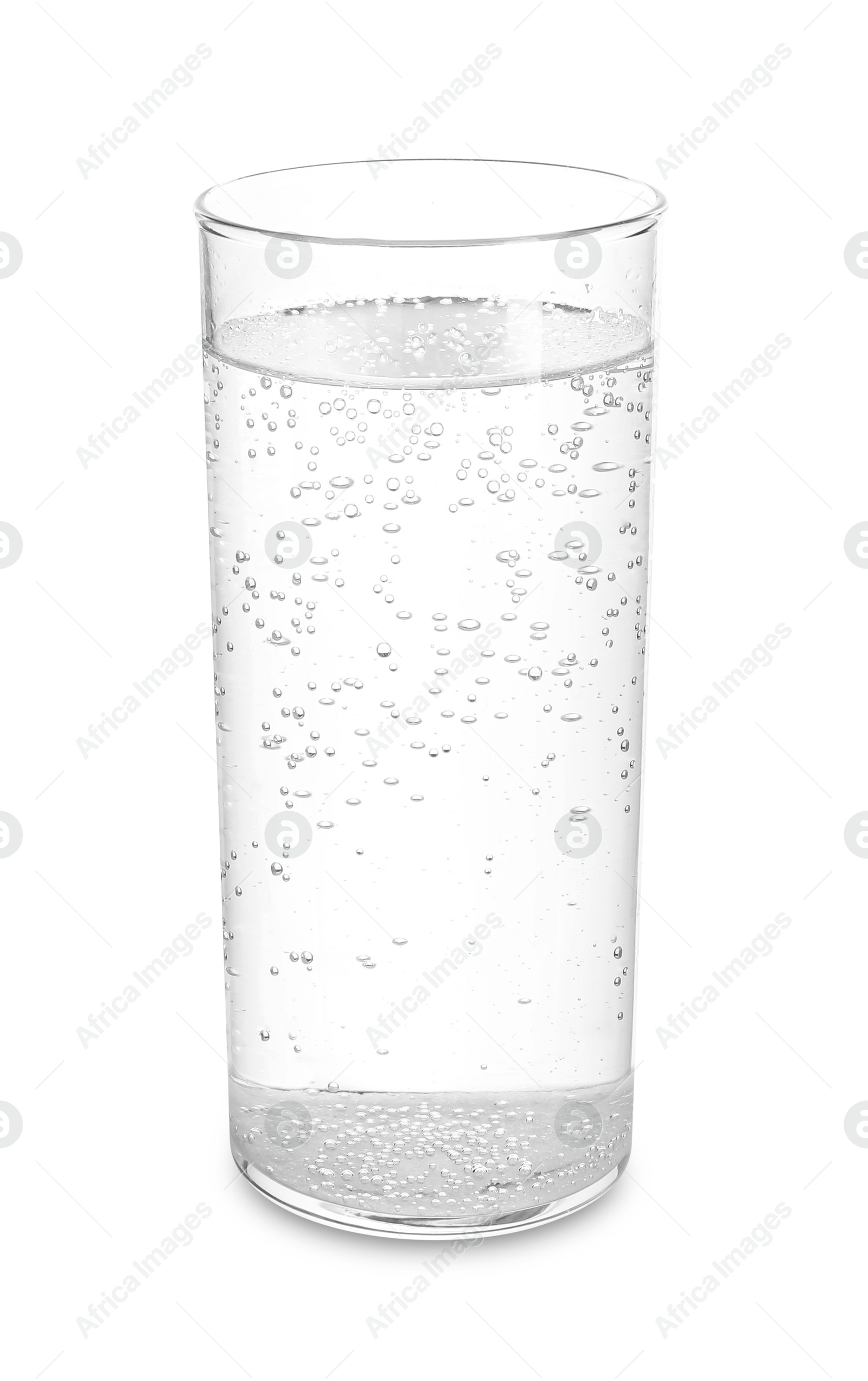 Photo of Glass of refreshing soda water isolated on white