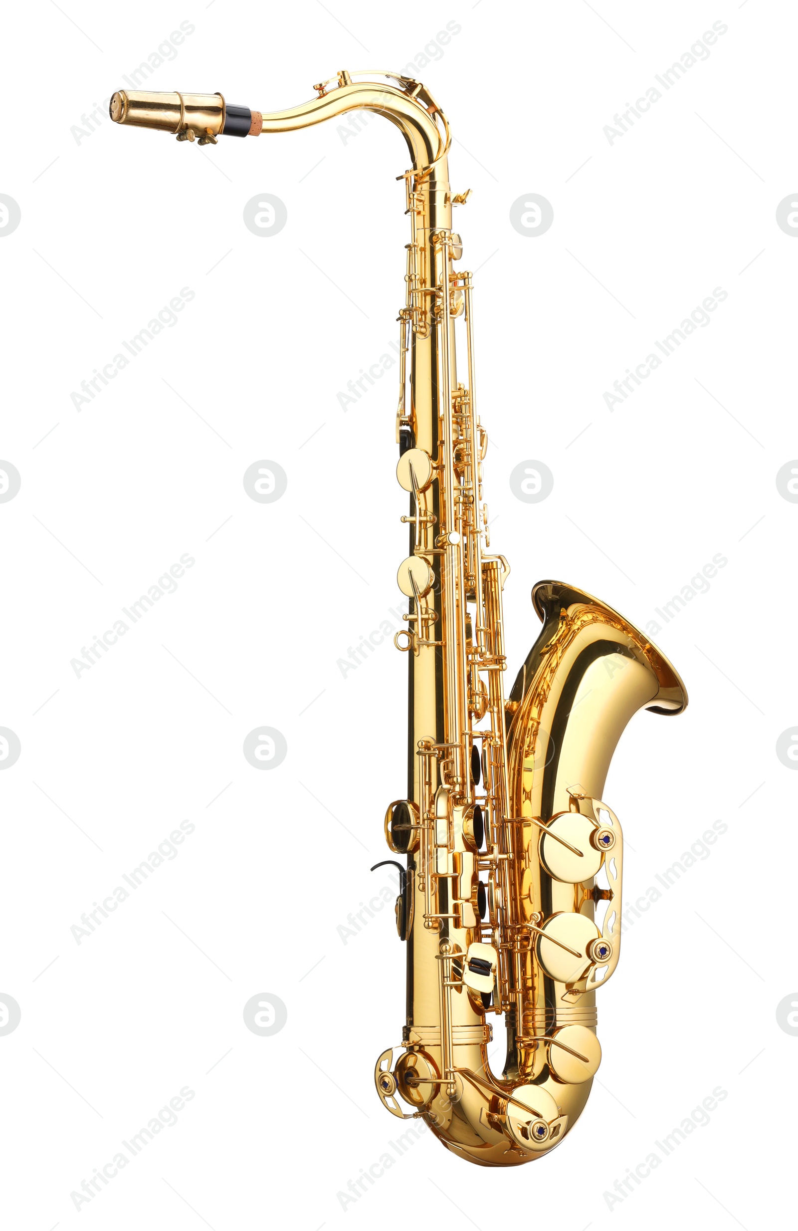 Photo of Jazz. One beautiful saxophone isolated on white