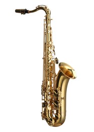 Photo of Jazz. One beautiful saxophone isolated on white