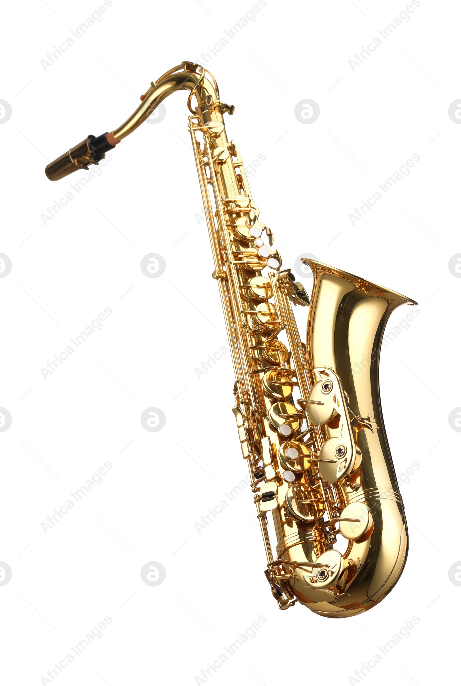 Photo of Jazz. One beautiful saxophone isolated on white