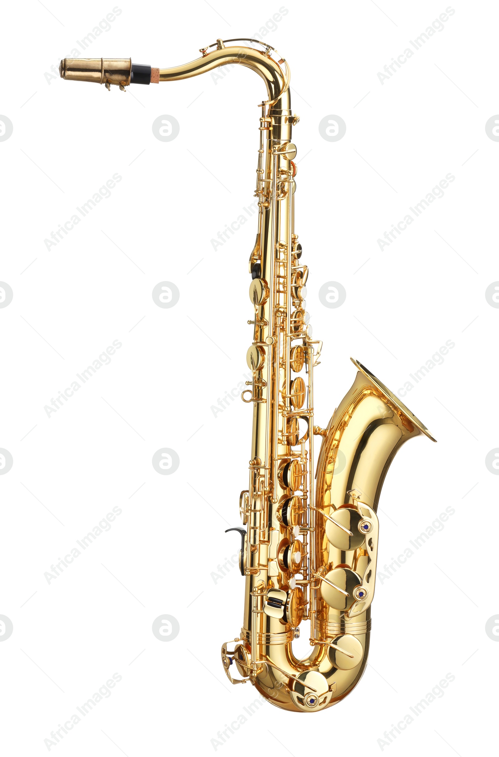 Photo of Jazz. One beautiful saxophone isolated on white