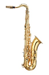 Photo of Jazz. One beautiful saxophone isolated on white