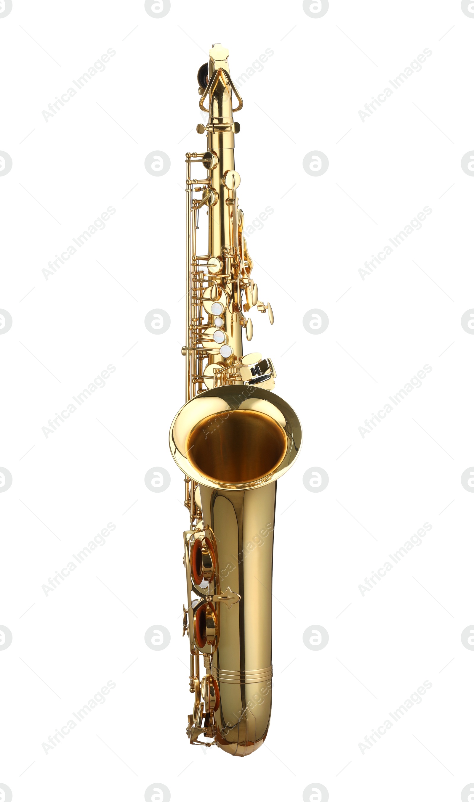 Photo of Jazz. One beautiful saxophone isolated on white