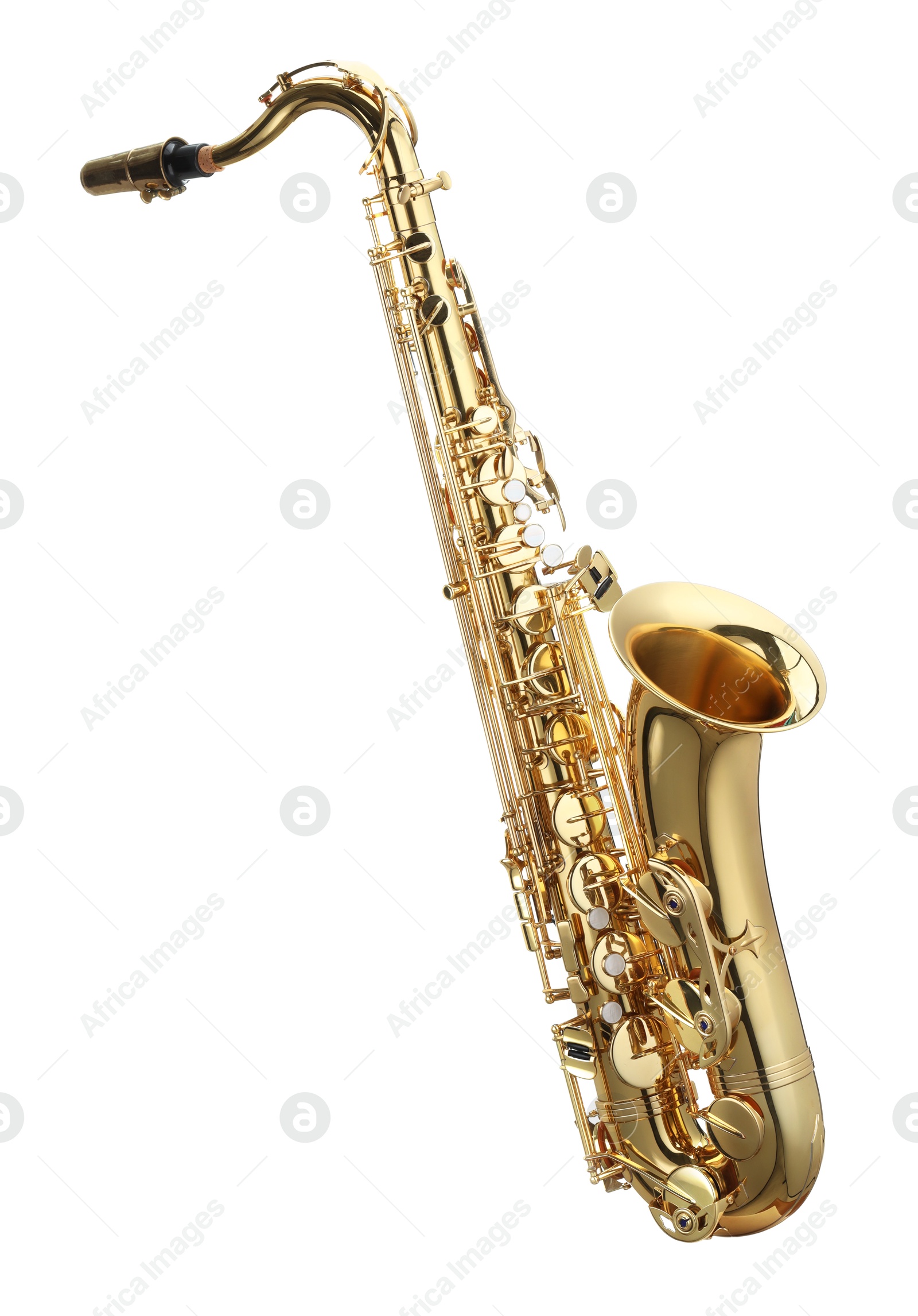 Photo of Jazz. One beautiful saxophone isolated on white