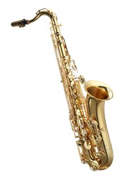 Photo of Jazz. One beautiful saxophone isolated on white