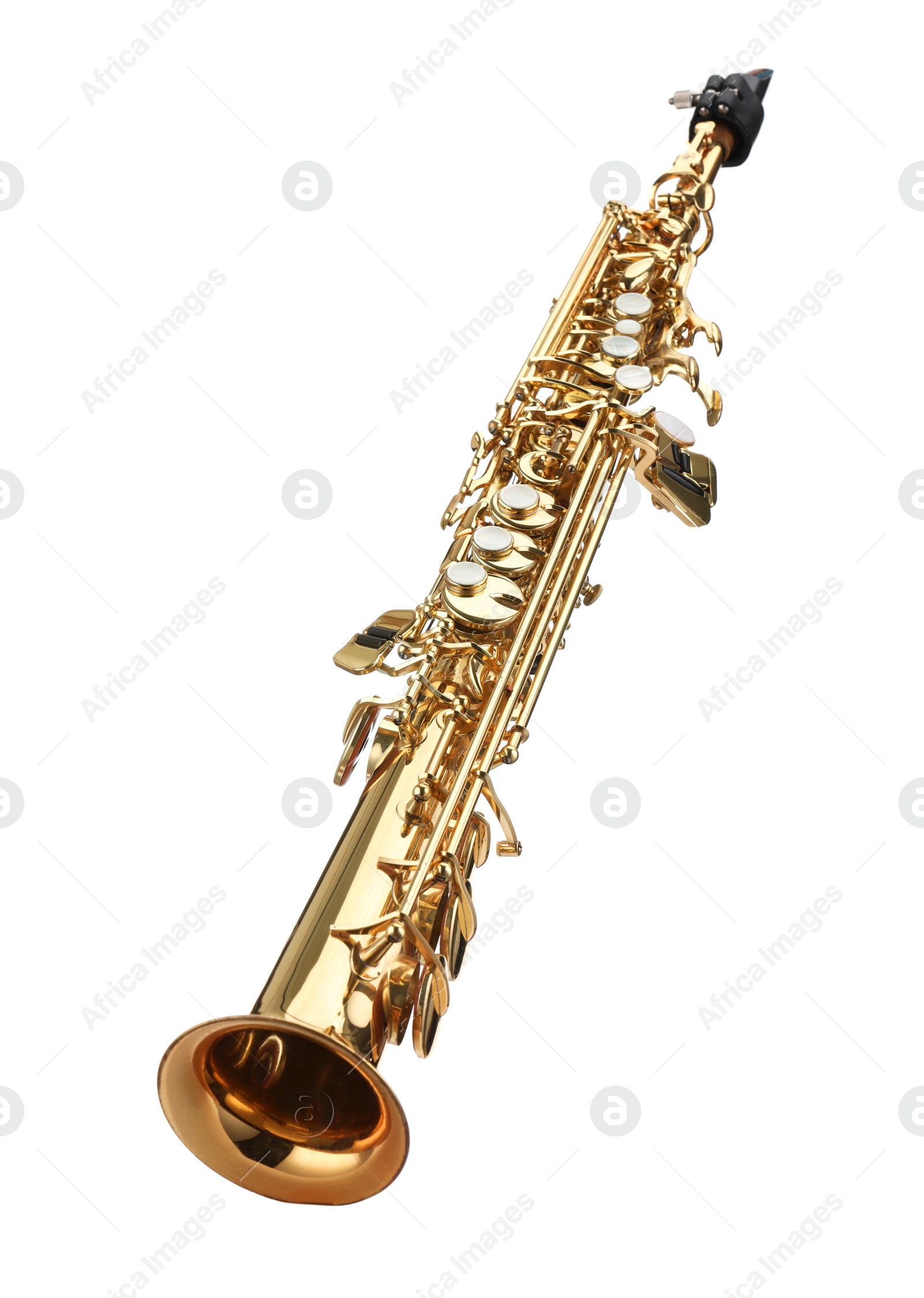 Photo of Jazz. One beautiful saxophone isolated on white