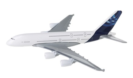 Photo of Plane model in air on white background