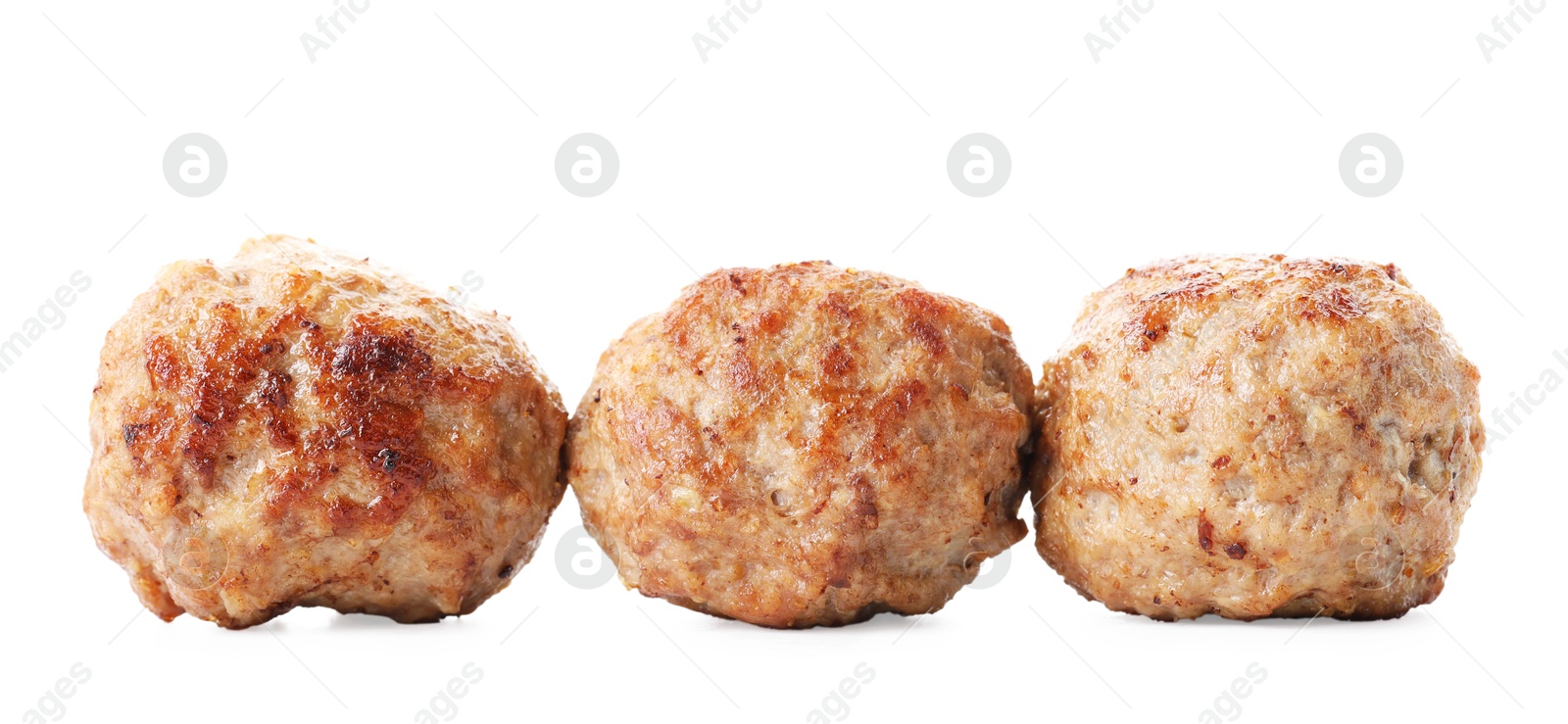 Group of tasty cooked meatballs isolated on white Photo of Group of tasty cooked meatballs isolated on white