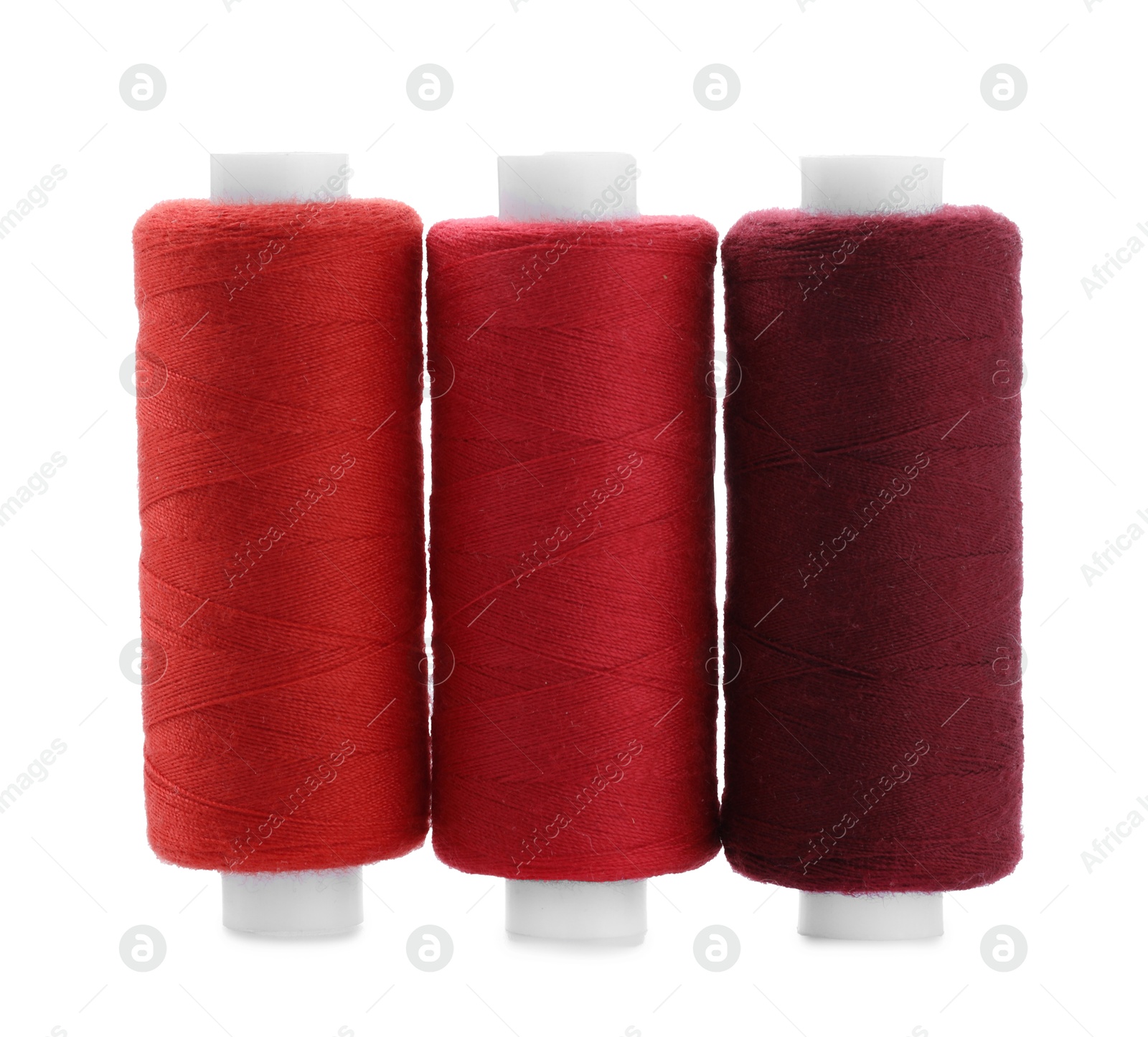 Photo of Spools of colorful sewing threads isolated on white