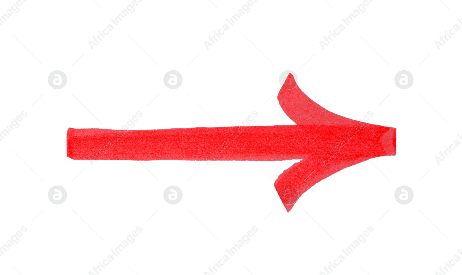 Photo of One red drawn arrow isolated on white