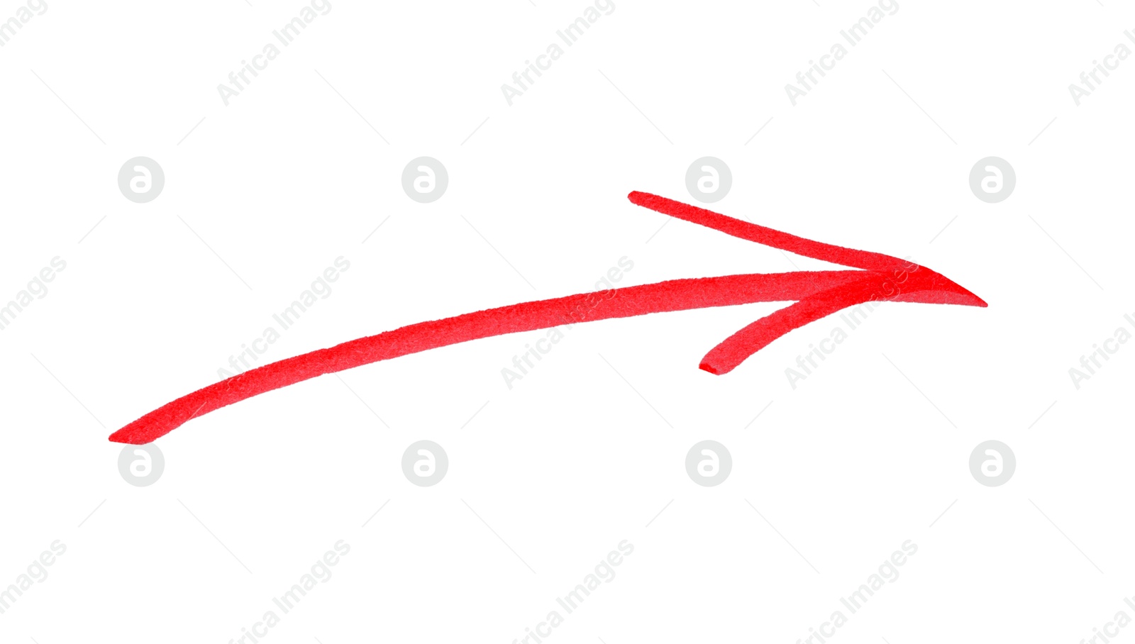 Photo of One red drawn arrow isolated on white