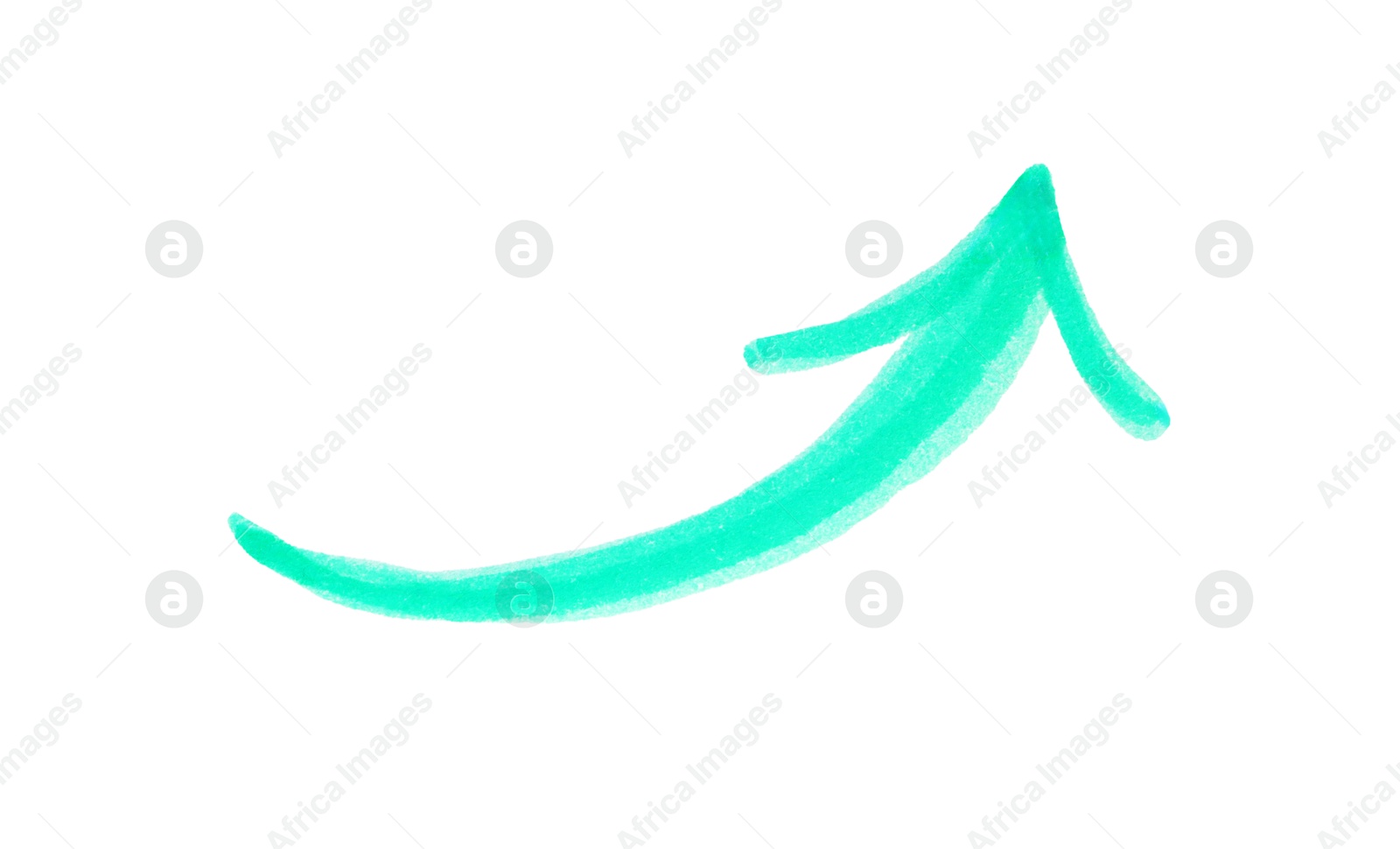 Photo of One green drawn arrow isolated on white