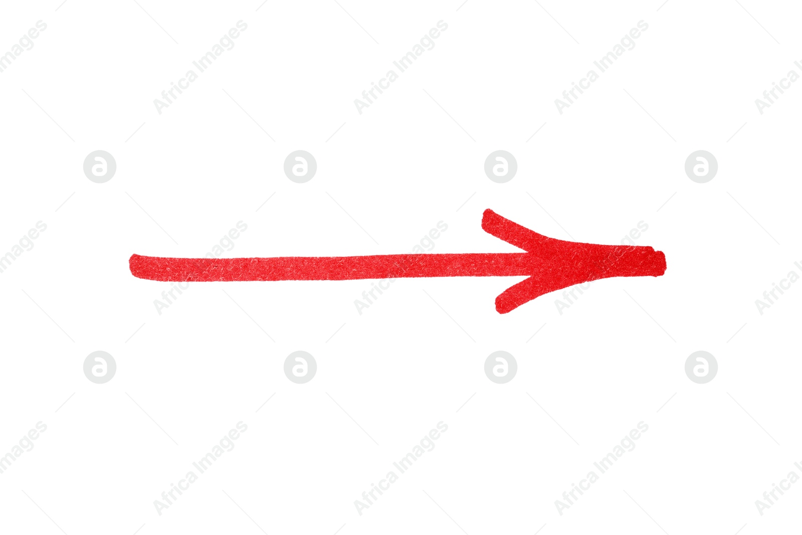 Photo of One red drawn arrow isolated on white