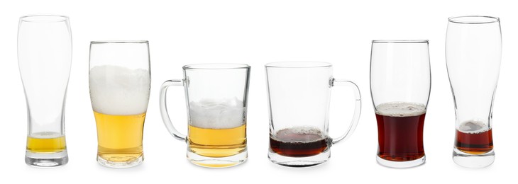 Image of Different types of beer in glasses isolated on white, set