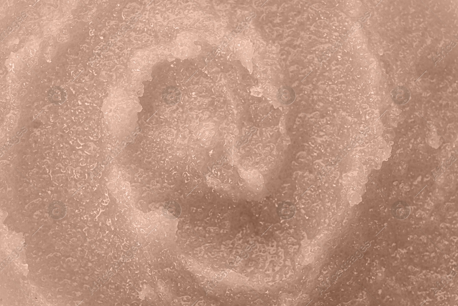 Image of Scrub in shade of mocha mousse, closeup. Color of 2025 year