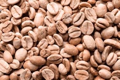 Image of Coffee beans, top view. Mocha mousse - color of 2025 year