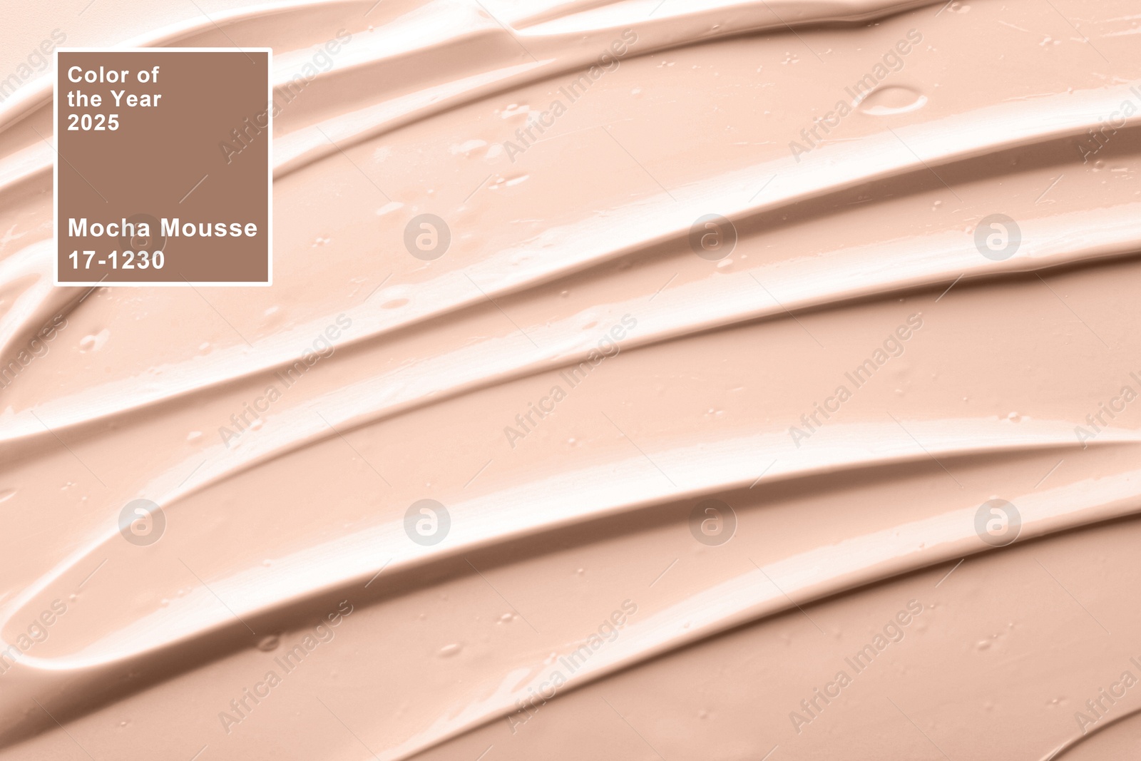 Image of Mocha mousse - color of 2025 year. Liquid foundation, top view