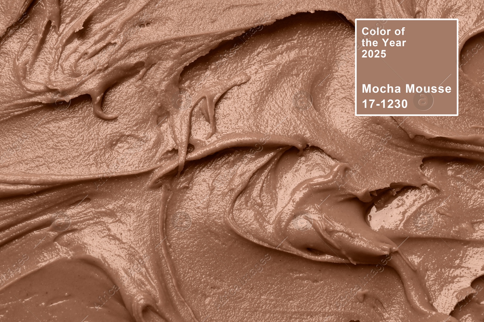 Image of Mocha mousse as background, top view. Color of 2025 year