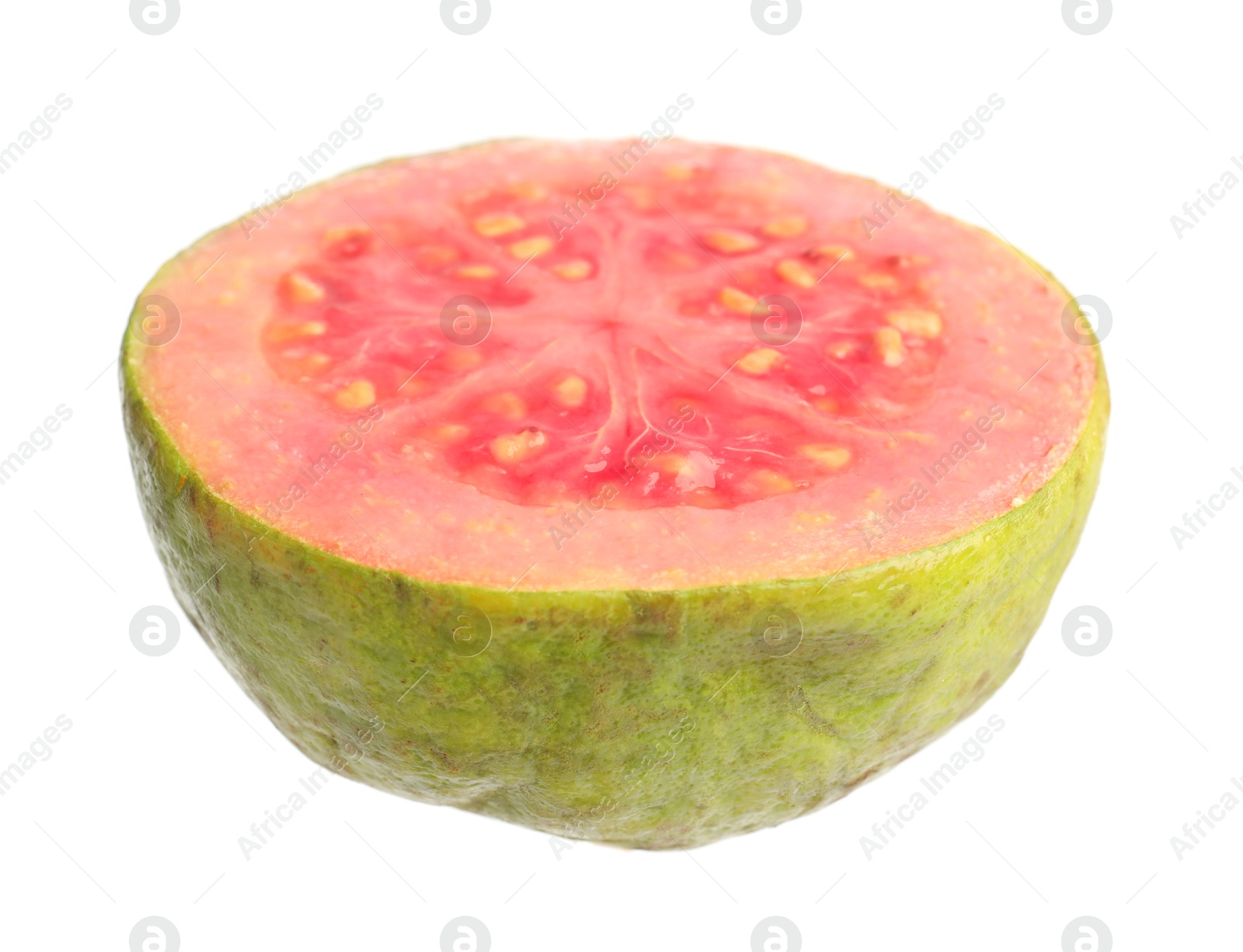 Photo of Half of fresh guava fruit isolated on white