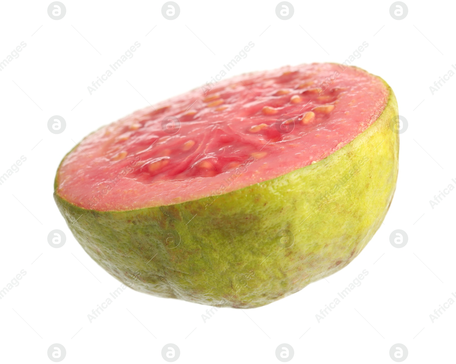 Photo of Half of fresh guava fruit isolated on white