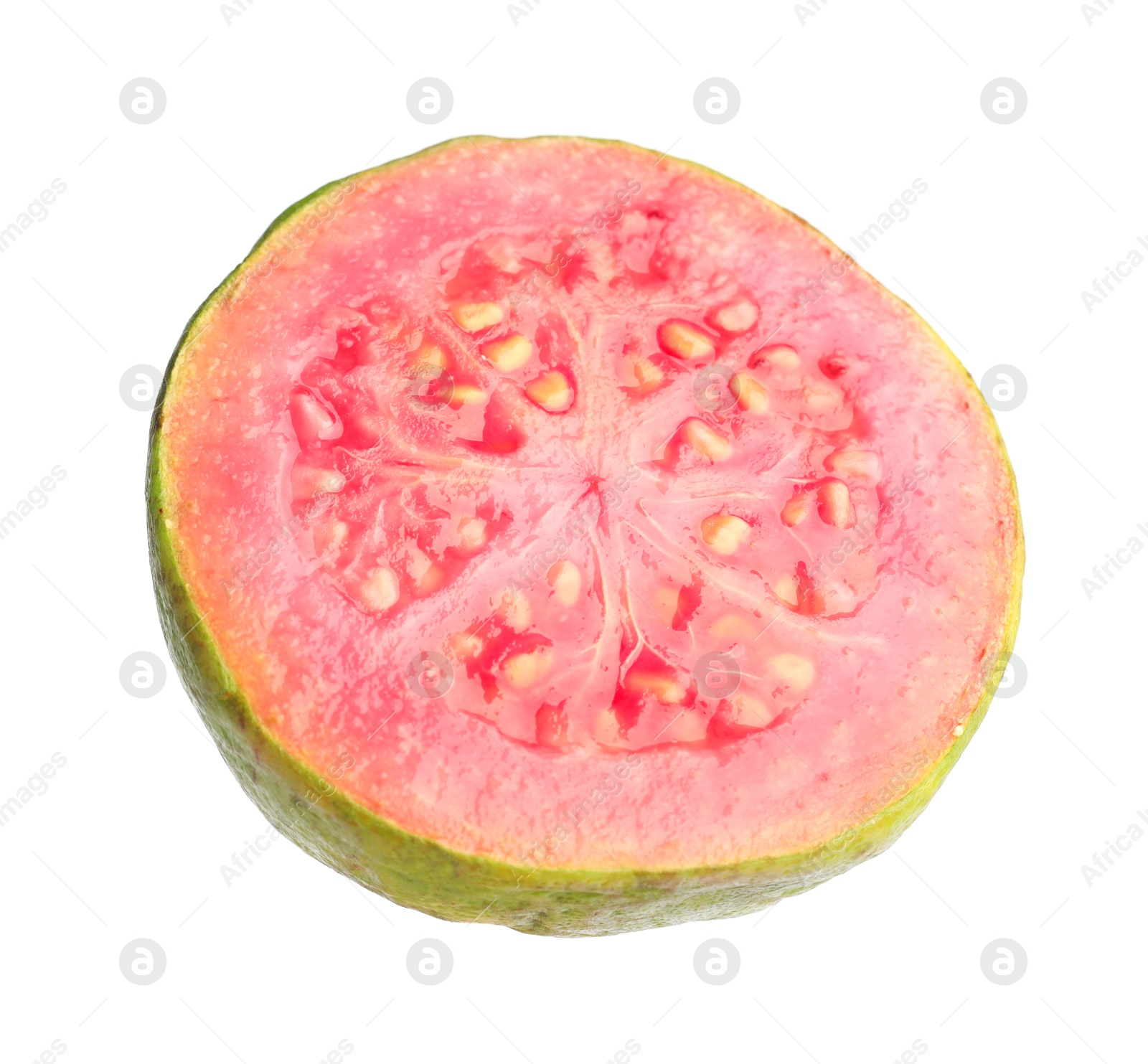 Photo of Half of fresh guava fruit isolated on white