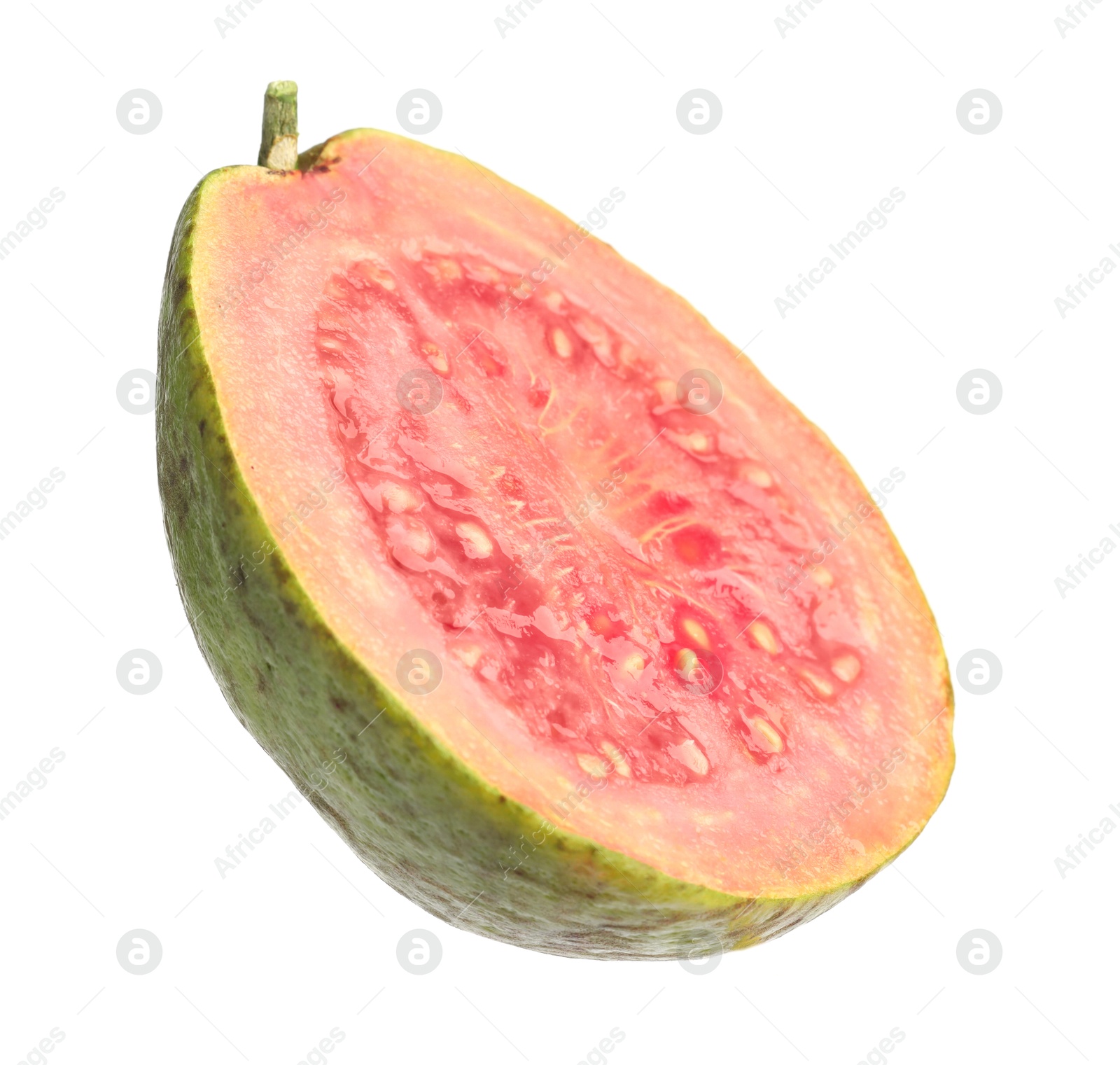 Photo of Half of fresh guava fruit isolated on white